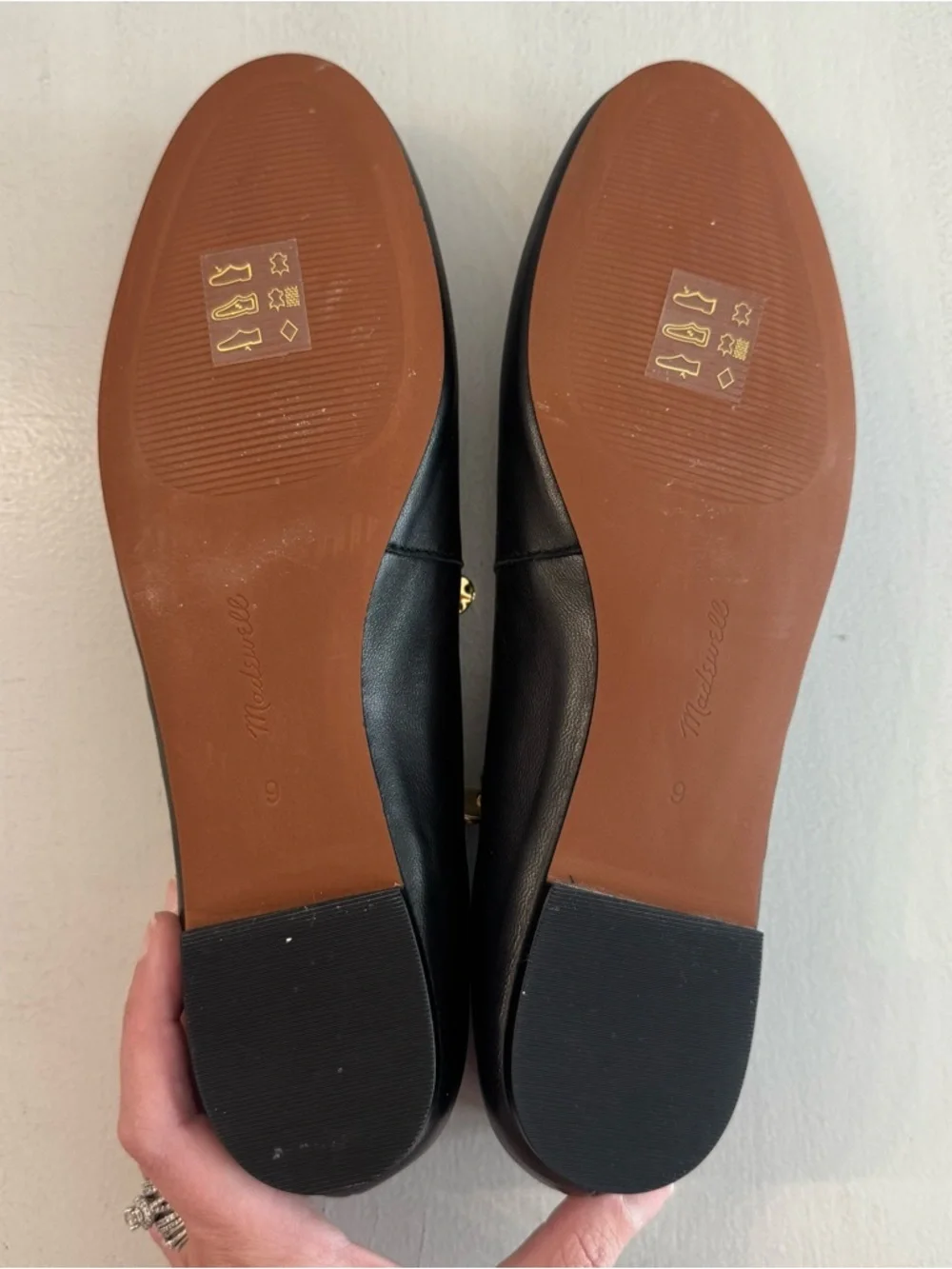 Madewell Womens Black Remy Mary Jane Leather Chain-Accent Ballet Flats Sz 9 NWOT